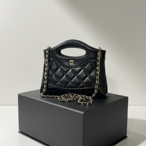 Channel Quilted Caviar Leather with Integrated Top Handle