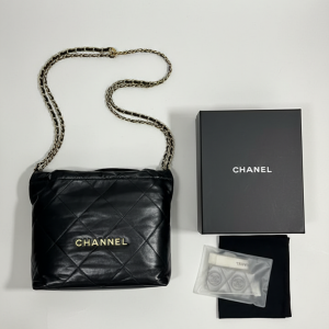 Chanel 22 Small Handbag: Shiny Quilted Calfskin with Gold-Tone Metal